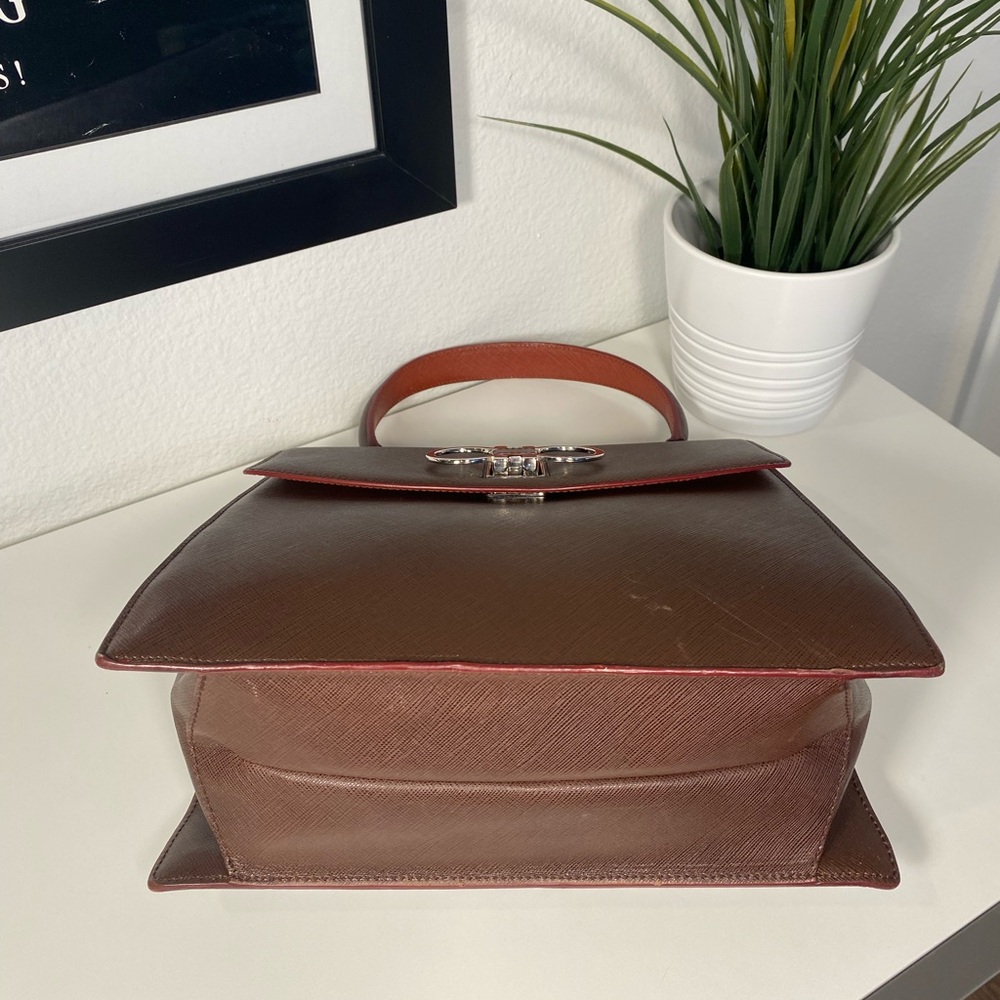 Rare Vintage Salvatore Ferragamo Double Gancini Large Saffiano Leather Bag - Picture 11 of 14